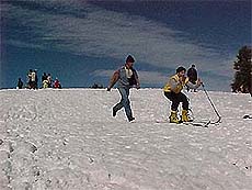 A tourist skis at Kufri.