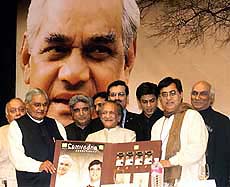 Prime Minister Atal Behari Vajpayee receives the first copy of the music album