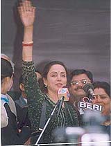 Hema Malini cheers the crowd