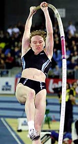 Russia�s pole vault jumper Svetlana Feofanova is seen while passing 4.50 m during the Sparkassen Cup