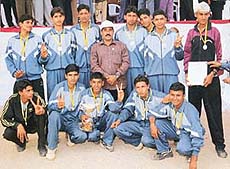 The UT school volleyball team (under-17) that won the gold medal in the National School Games at Pargi (AP).