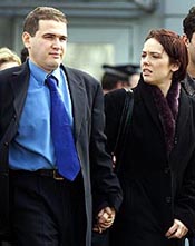 Algeria-born pilot Lotfi Raissi (left) leaves Belmarsh Court with his wife, Sonia, in south London on Tuesday.