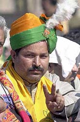 A supporter of the Bharatiya Janata Party