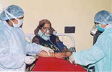 Satya, a patient from Jubbal in Himachal Pradesh, receives treatment