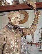 The bronze statue of cricket legend Sri Donald Bradman