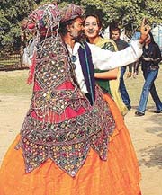 A Rajasthani dancer performs at Basant festival in Leisure Valley, Sector 10, Chandigarh on Sunday.