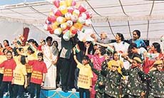 Students take part in the annual day function of DAV Senior Public School, Surajpur, at Panchkula on Sunday