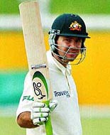 Australian batsman Ricky Ponting, who reached his century on the second day of their match against South Africa A in Potchefstroom on Monday. Ponting replaced long standing captain Steve Waugh.