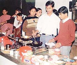 Class X students at the home-science practicals