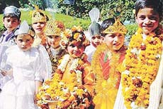 Children of Paramhansa Yogananda Public School, Sector 28, dress up in their finery at the annual function held on the school premises in Chandigarh on Sunday.