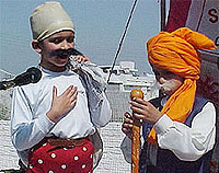 Children participating in a Fancy dress competition at SMV Public School, Ambala city on Sunday.