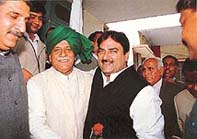 Abhey Chautala greets the newly elected MLA