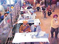 A vote counting centre at Government College, Ludhiana, on Sunday.