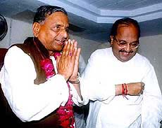 Samajwadi Party chief Mulayam Singh Yadav at a meeting