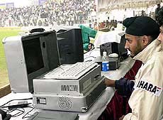 Harbhajan Singh seeing the recording of the match