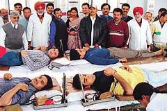 A blood donation camp