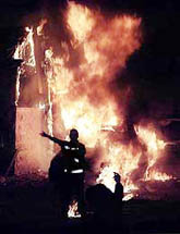 Flames seconds after a suicide bomber detonated explosives in Jerusalem Saturday night. 