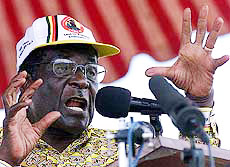 Zimbabwe President Robert Mugabe at a rally of his party 