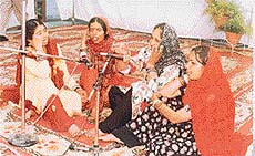Students of Master Tara Singh Memorial College for Women present a folk song during their farewell function in Ludhiana on Tuesday.