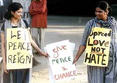 Girls form a human chain