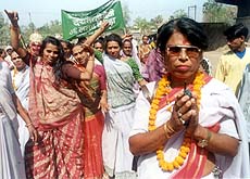 Eunuch Devanti Devi arrives to file papers