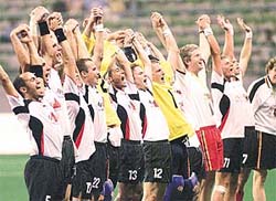 German players acknowledge the crowd