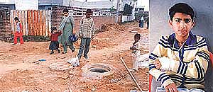 You�re invited: Open manholes in Karnail Singh Nagar are inviting disaster and (right) a victim, eight-year-old Vinayak Khosla. Photos Rajesh Bhambi