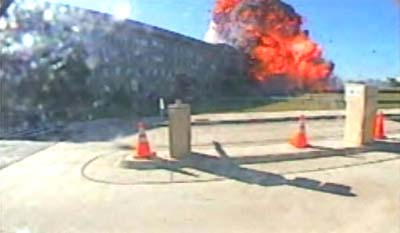 This image, obtained from a Pentagon surveillance camera on Thursday, shows a fireball from the impact of hijacked American Airlines Flight 77