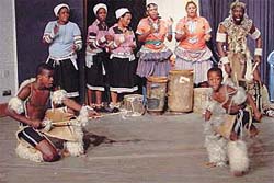 Dancers from the Limpopo province of South Africa present traditional dances 