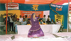 A little girl dancing to the music at Sawai Madhopur