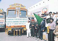 Capt Amarinder Singh, Punjab Chief Minister, flags off a consignment of relief