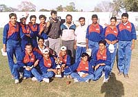 The Lal Bahadur Shastri Club team with the Rajdhani Cricket trophy.