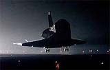 The U.S. space shuttle Columbia glides down 