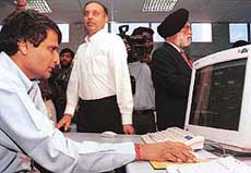 Union Minister for Power Suresh P. Prabhu inaugurates the System Load Dispatch Centre (SLDC) of the BBMB in Chandigarh on Friday.