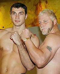 Ukrainian WBO heavyweight champion Vladimir Klitschko, left, and South Africa's Frans Botha