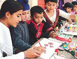 Students at the Spring Dance and Painting Workshop organised at Sanjivini School, Sector 11, Chandigarh, on Sunday.