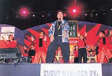 Punjabi pop singer Sardool Sikander performs at Lashkara Dhamaka, in SAS Nagar on Sunday.