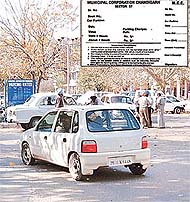 A parking area in Sector 17