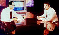 Indian batting legend  Sachin Tendulkar at the set of the Harsha Online show 