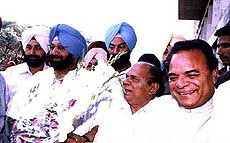 Punjab Chief Minister Capt Amarinder Singh being welcomed 