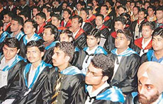 Students of Government College, Sector 11, at their annual convocation on Friday.