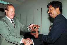 Head Trainer of the Federal Bureau of Investigation presents a memento