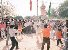 Children during Moharram procession in Sector 29, Chandigarh, on Monday.