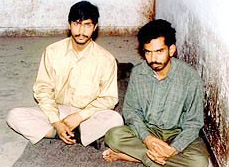 Two suspected terrorists of the Pakistan-based Lashkar-e-Toiba outfit seen in police custody