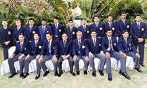 The Indian cricket team poses for photographers
