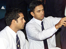 India's star batsmen Sachin Tendulkar and Rahul Dravid