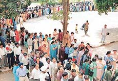 Parents queue up to buy admission forms at St Anne�s School in Sector 32, in Chandigarh on Monday. 