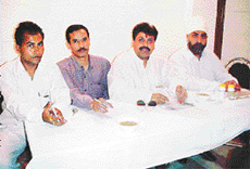 Leaders of the District Congress and District Youth Congress address a press conference in Ludhiana on Monday.