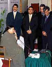 Tamil Nadu Chief Minister Jayalalithaa making a call to Prime Minister