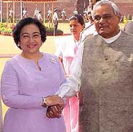 Prime Minister Atal Behari Vajpayee with Indonesian President Megawati Sukarnoputri